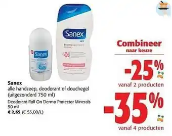 Colruyt Sanex deodorant roll on dermo protector minerals aanbieding