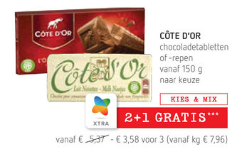 Spar Cote D'Or chocoladetabletten aanbieding