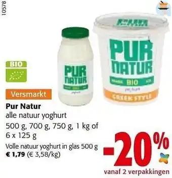Colruyt Pur natur volle natuur yoghurt aanbieding