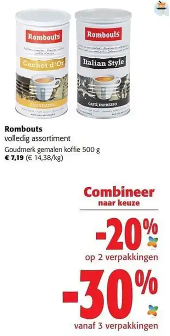 Colruyt Rombouts goudmerk gemalen koffie aanbieding