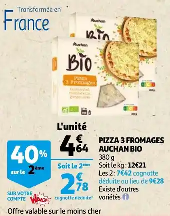 Pizza 3 Fromages Auchan Bio