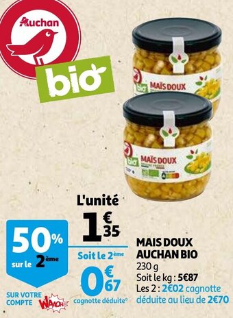 Auchan Mais Doux Auchan Bio aanbieding