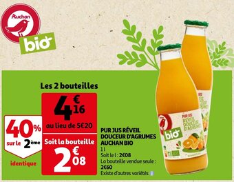 Auchan Pur Jus Reveil Douceur D'Agrumes Auchan Bio aanbieding