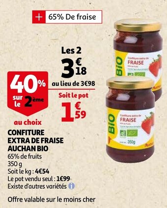 Auchan Confiture Extra De Fraise Auchan Bio aanbieding