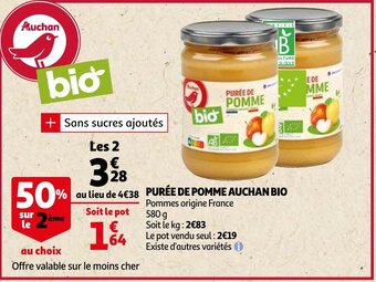 Auchan Puree De Pomme Auchan Bio aanbieding