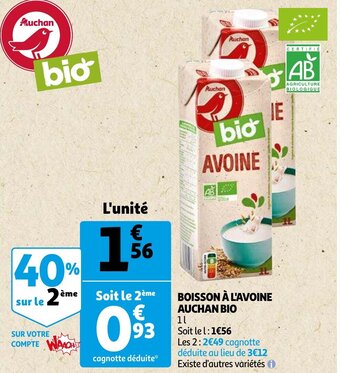 Auchan Boisson A L'Avoine Auchan Bio aanbieding