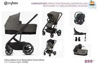 Cybex balios s lux deep black frame black 3 in 1 kinderwagen