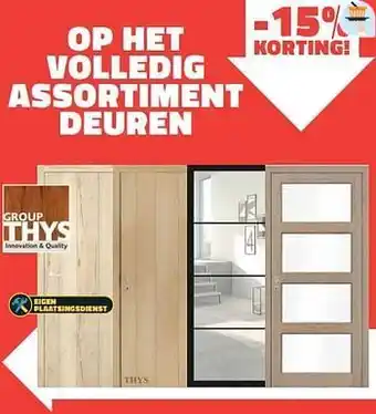 -15% korting! op het korting! volledig assortiment deuren