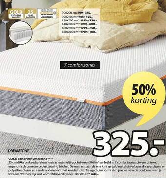 Jysk Gold S30 Springmatras aanbieding