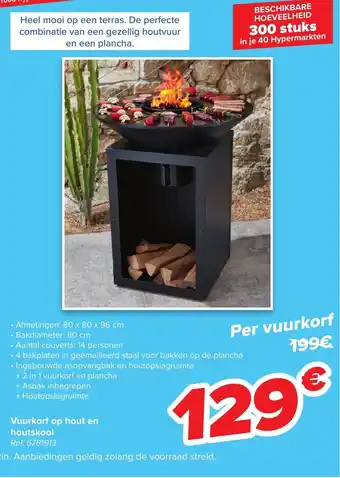 Vuurkorf op hout en houtskool