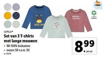 Lidl Set van 3 t-shirts met lange mouwen aanbieding