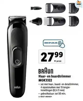 Lidl Braun haar- en baardtrimmer mgk3322 aanbieding