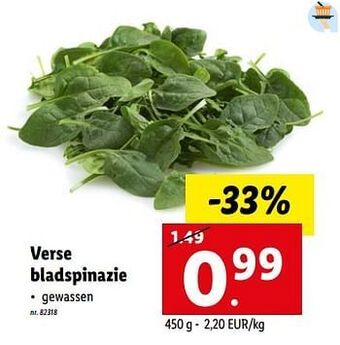 Lidl Verse bladspinazie aanbieding