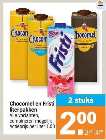 Albert Heijn Chocomel en fristi literpakken aanbieding