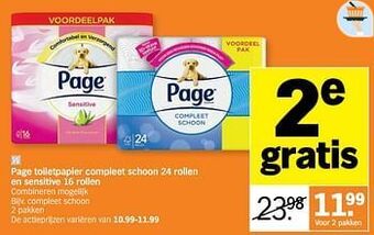 Albert Heijn Page toiletpapier compleet schoon aanbieding