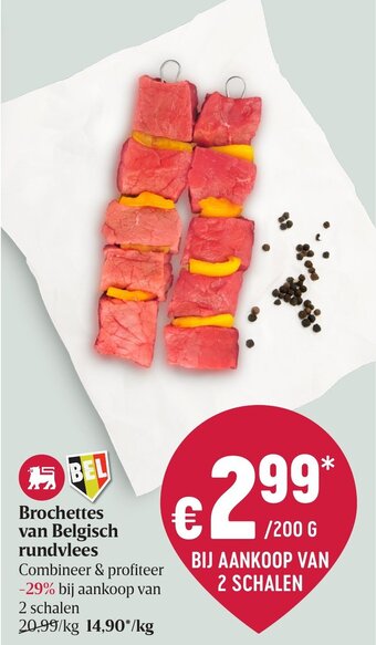 Delhaize Brochettes van Belgisch rundvlees aanbieding