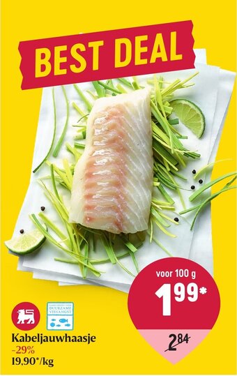 Delhaize Kabeljauwhaasje aanbieding