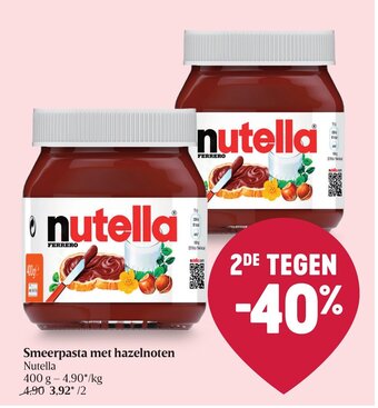 Delhaize Nutella Smeerpasta met hazelnoten aanbieding