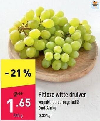 ALDI Pitloze witte druiven aanbieding