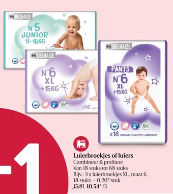 Delhaize Luierbroekjes of luiers aanbieding