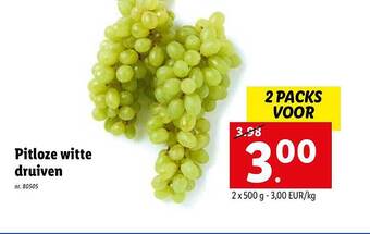 Lidl Pitloze Witte Druiven aanbieding
