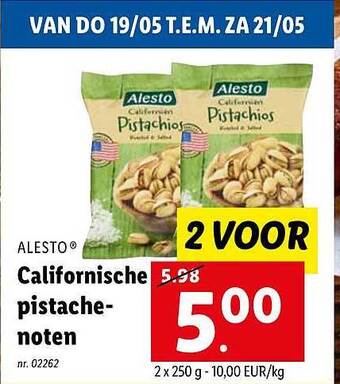 Lidl Californische Pistachenoten aanbieding