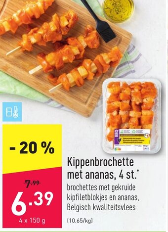 ALDI Kippenbrochette met ananas, 4 st. aanbieding