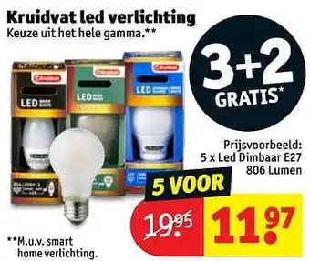 Led dimbaar e27 806 lumen 3+2 Gratis