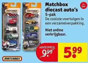Kruidvat Matchbox diecast auto`s 5-pak aanbieding