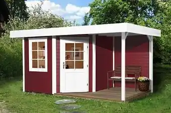 Brico Weka tuinhuis met overkapping 213 Type A GR2 rood 298x298cm aanbieding