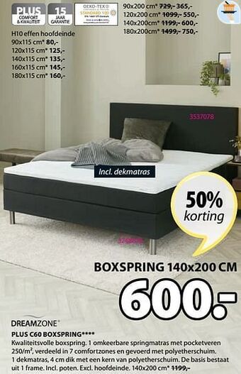Jysk Plus c60 boxspring aanbieding