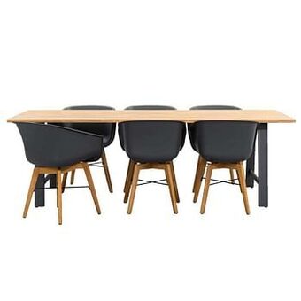 Leen Bakker Hartman Le Sud tuinset Amalia Beaune A-poot - antraciet/hout - 7-delig - Leen Bakker aanbieding