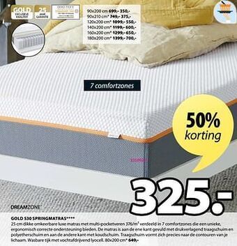 Jysk Gold s30 springmatras aanbieding