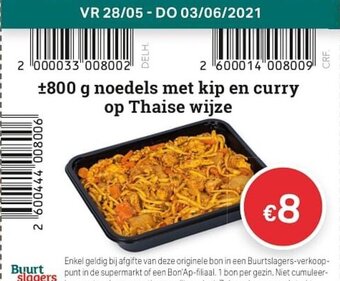 Noedels met kip en curry op Thaise wijze