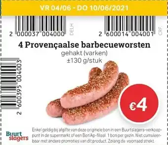 Buurtslagers Provençaalse barbecueworsten aanbieding