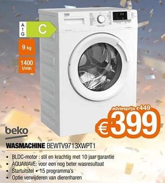 Expert Beko wasmachine bewtv9713xwpt1 aanbieding
