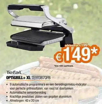 Expert Tefal optigrill+ xl teyy3870fb aanbieding