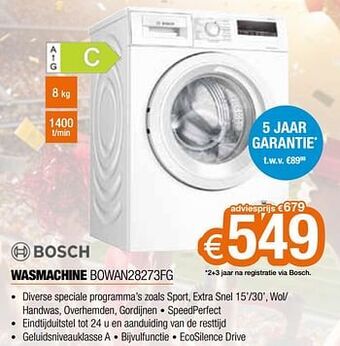 Expert Bosch wasmachine bowan28273fg aanbieding