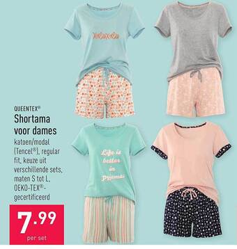 ALDI Queentex Shortama Voor Dames aanbieding