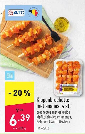 ALDI Kippenbrochette Met Ananas 4 St aanbieding