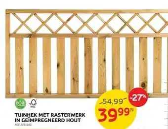 Brico Tuinhek Met Rasterwerk In Geïmpregneerd Hout aanbieding