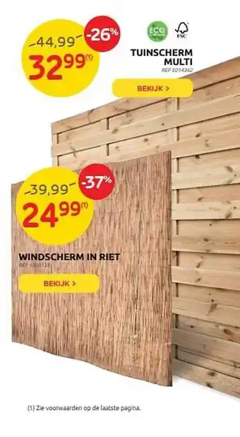 Brico Tuinscherm Multi, Windscherm In Riet aanbieding