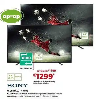 Exellent Sony 4k uhd oled tv scke55a89b aanbieding