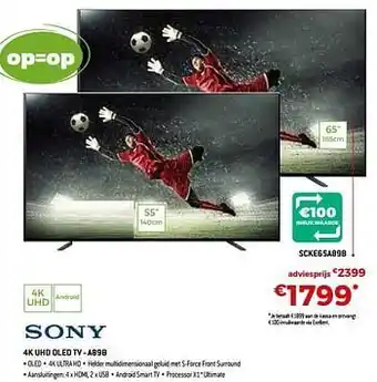 Exellent Sony 4k uhd oled tv scke65a89b aanbieding