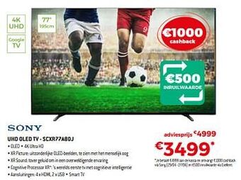 Exellent Sony uhd oled tv - scxr77a80j aanbieding