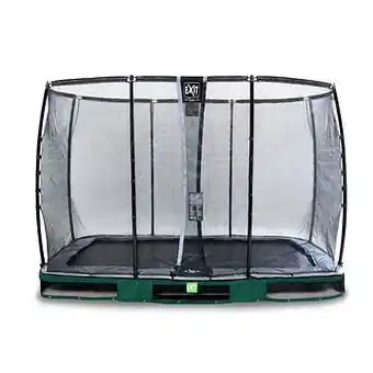 Brico Exit in-ground trampoline Elegant Premium met veiligheidsnet Deluxe 214x366cm groen aanbieding