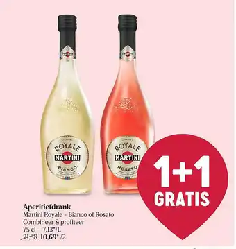 Delhaize Aperitiefdrank Martini Royale Bianco Of Rosato aanbieding