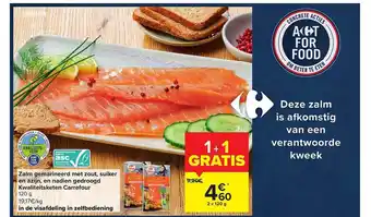 Carrefour Zalm Germarineerd Met Zout, Suiker En Azijn, En Nadien Gedroogd aanbieding