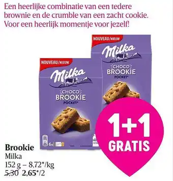 Delhaize Brookie Milka 1+1 Gratis aanbieding