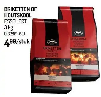Briketten of houtskool esschert